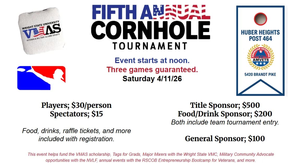 Fifth Annual Wright State VMAS Cornhole Tournament